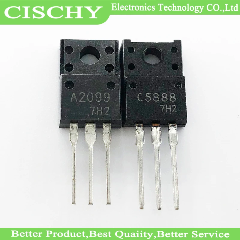 10pcs/lot=5pairs 2SA2099 2SC5888 A2099 C5888 TO-220F In Stock