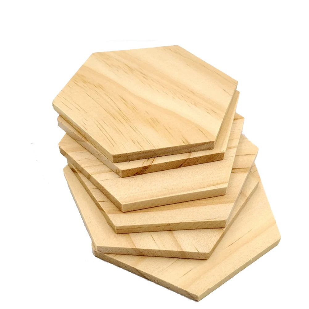 

25 pcs Wooden Hexagon Slices 3.8 Cm Natural Wood Discs For Diy Craft Painting Wedding Decoration Decorative Wood Slices