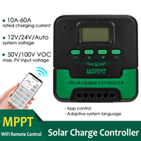 10A/20A/30A/40A/50A/60A MPPT Solar Charge Controller With WiFi 12V/24V Auto Solar Panel Charge Regulator Max PV Input 100VOC