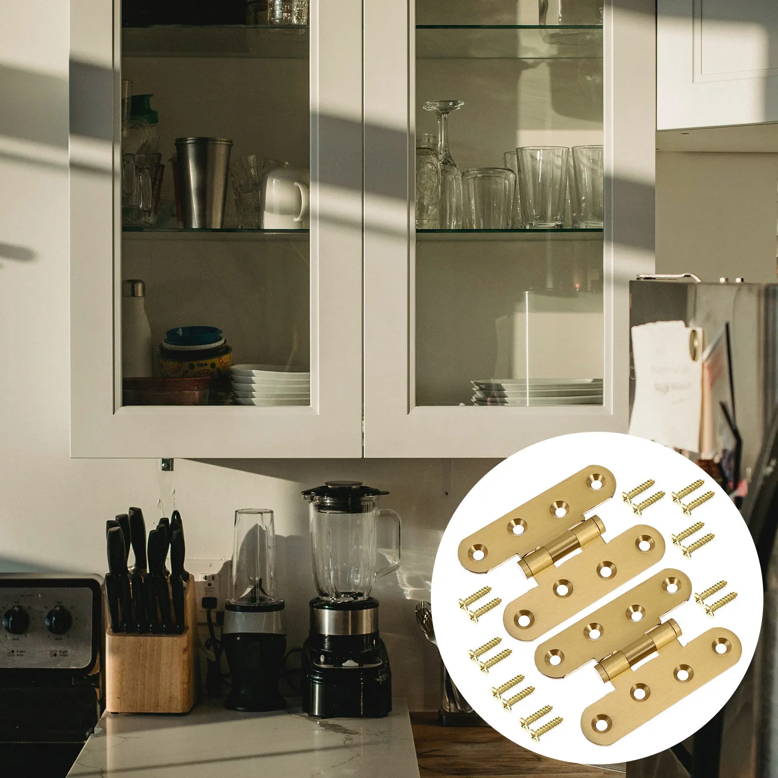 

2pcs Heavy Duty Hinge For Furniture Cabinet Drawer Door With 16 Screws Durable Copper Hinges For Cupboard Wooden Box Home Office