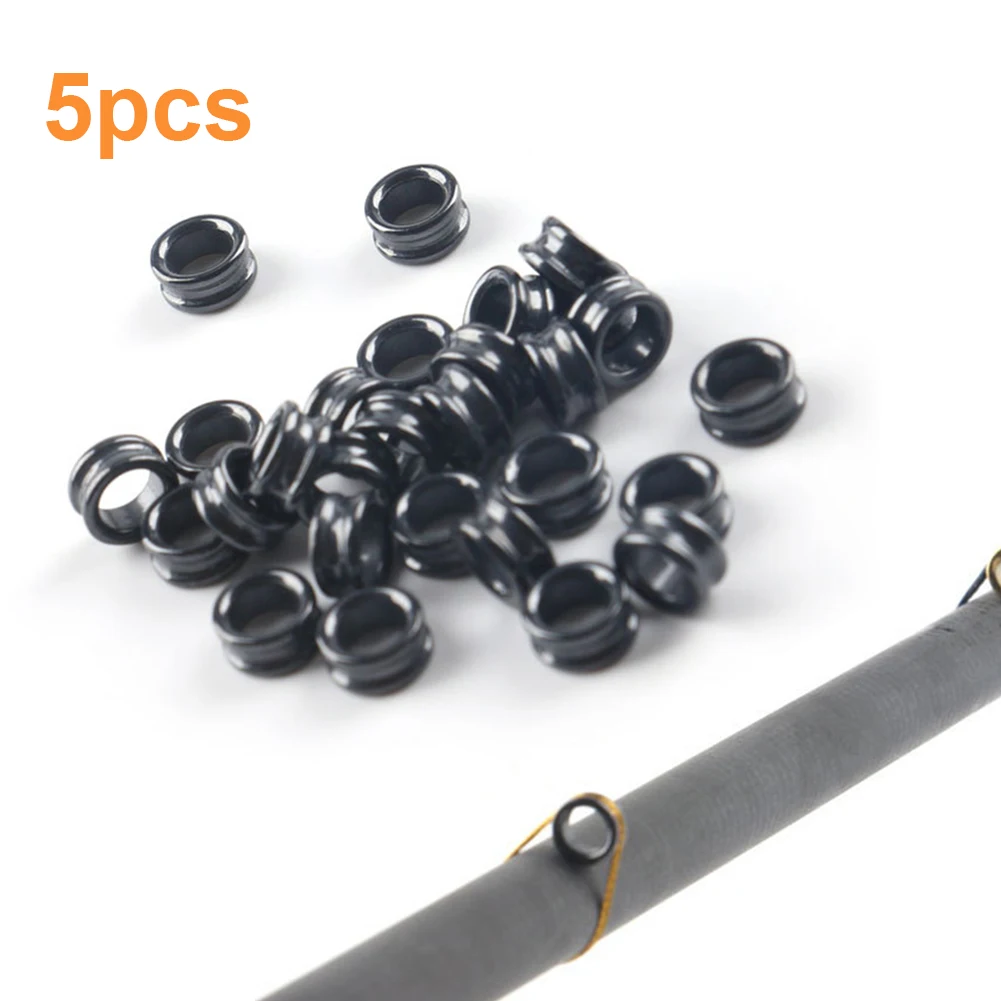 

5pcs DIY Fishing Rod Guides Ring Ceramic Ring Rod Repair Kit Self-contained Groove Fix On Rod With String Fishing Tools Parts