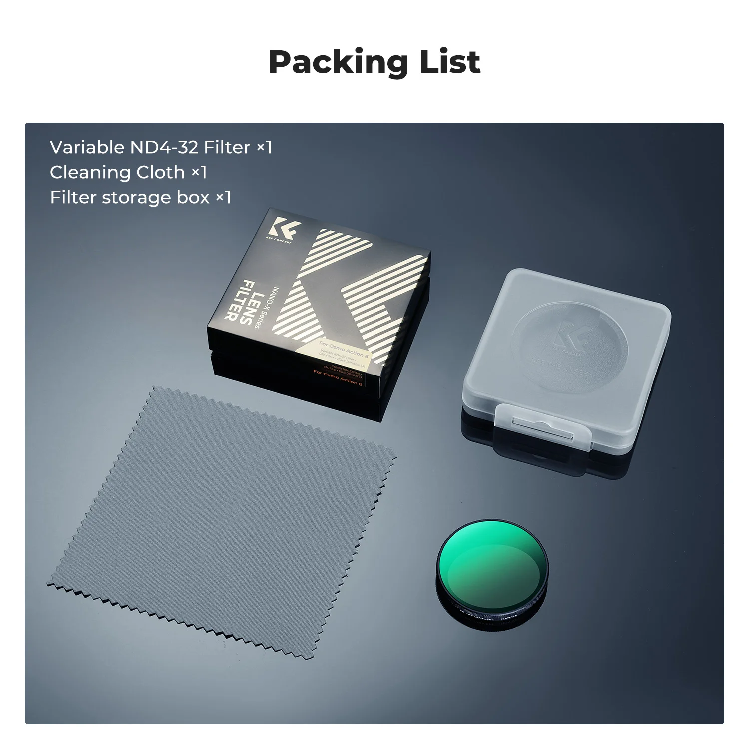 K&F CONCEPT Variabler ND4-32 Filter für DJI Osmo Action 6 Schnappverschluss-Design Neutraldichte-Lichtreduktionsfilter Multibeschichtet HD – Detail 9
