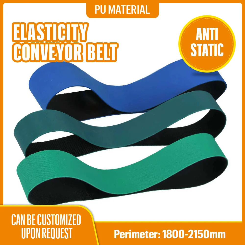 1pc Anti Static Elastic Conveyor Belt Perimeter 1800-2150mm Thickness 1.0/1.2/1.5mm Industrial Elastic Transmission Belt