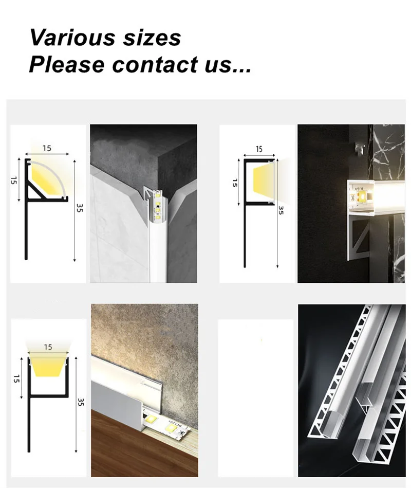 Industrial Led Aluminum Profiles for Ceilings Walls Bathroom Tiles Corners Hard Strip Lights Home Decor Projects Linear Channels