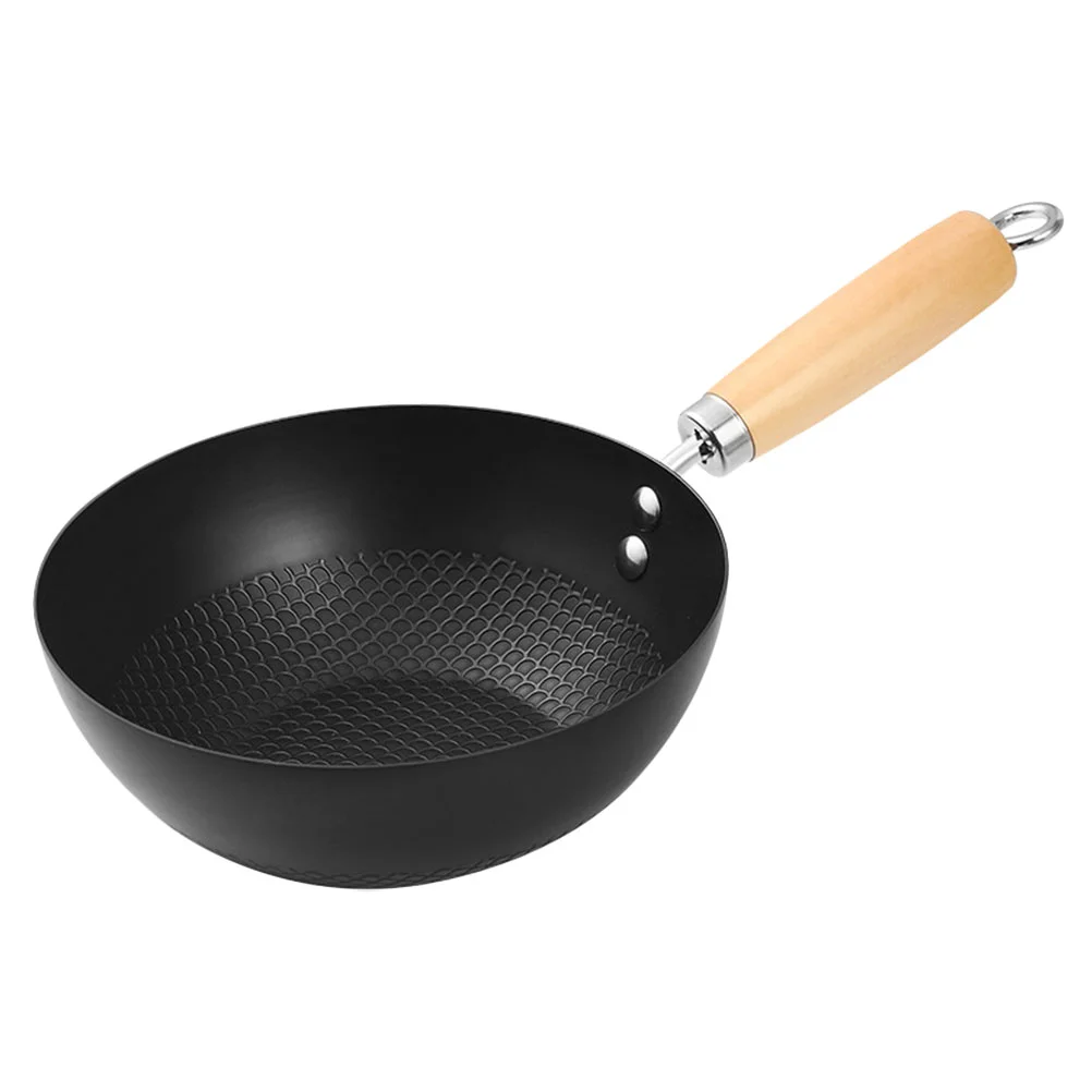 Mini Non stick Flat Bottom Wok Pan Cooking Wok for Induction Cooker Suitable for Small Frying Pan (24cm Iron Pan No Lid)