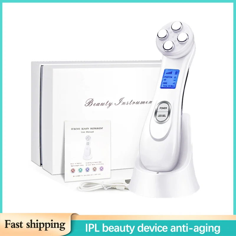 Five in One LED Photon Facial Thermal Therapy Skincare Facial Anti Aging Neck Lifting Wrinkle Removal and Beauty Device