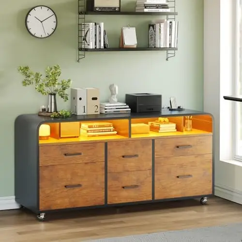 6 Drawer File Cabinet with Power Strip, 47