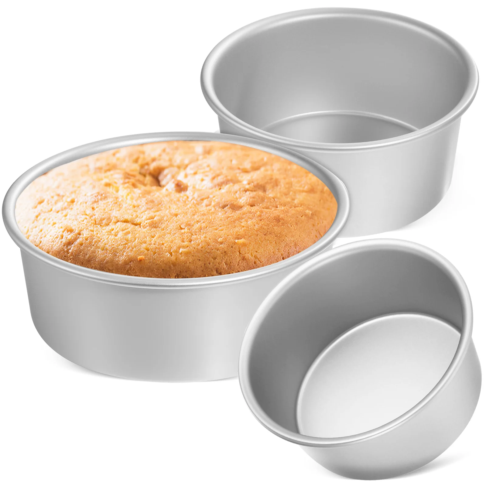 3 Pcs Ring Tray Chiffon Cake Mold Deep Tin Making Molds 8 Inch Pan For Baking Tins