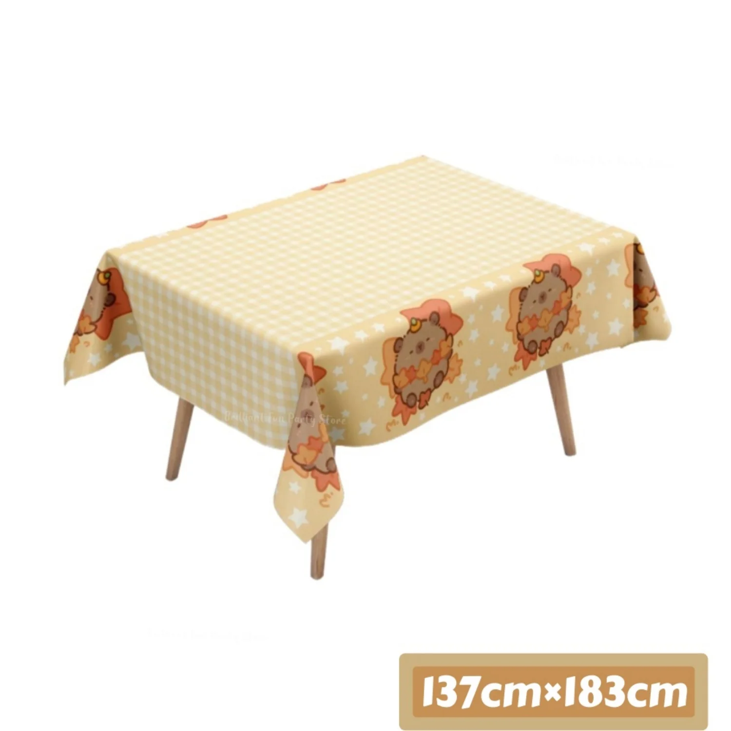 Cute Capybara Tablecloth for Kids Birthday Animal Theme Disposable Plastic Table Cover 1/2/3Pcs Set Party Decorations Supplies view 3