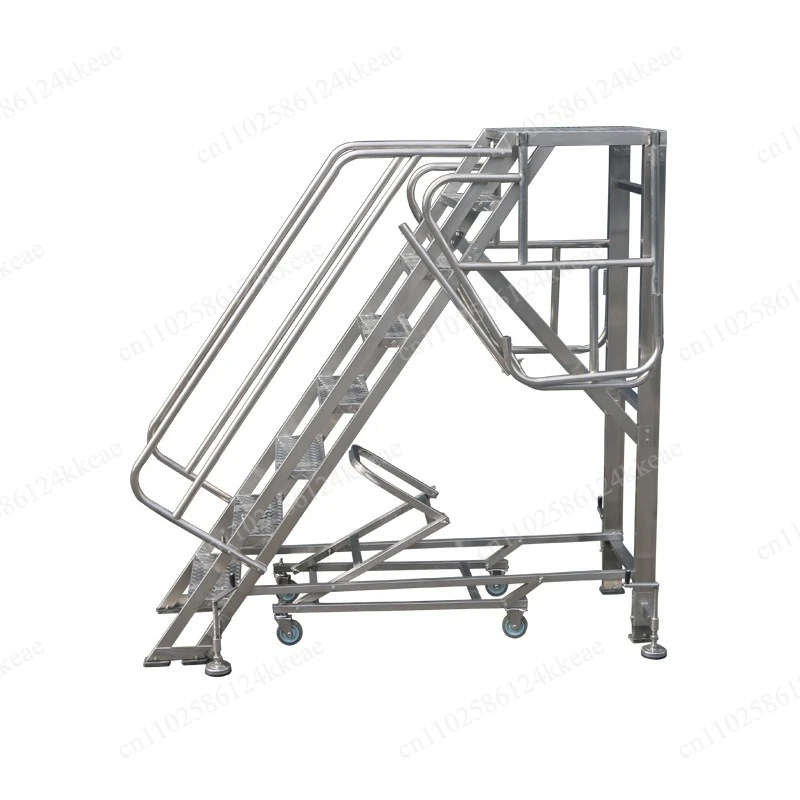 Stainless steel climbing ladder top handrail folding ladder movable engineering maintenance anti-slip platform ladder