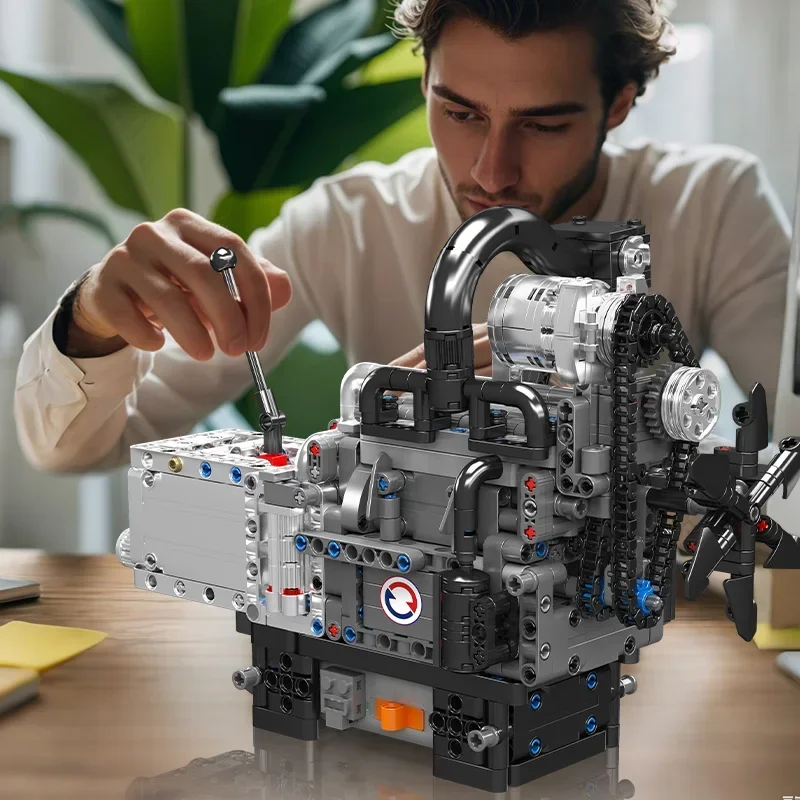 Mould King 10212 Motorized Rotary Piston Engine Model DIY Building Blocks Set MOC Creative Model Assembly Toy Birthday Gifts