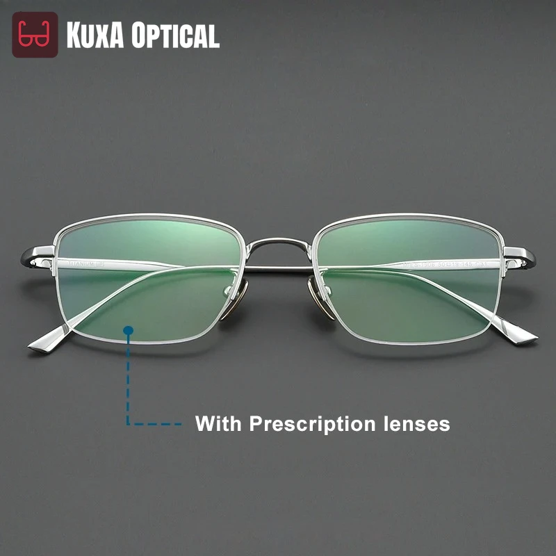KUXA Herenbril met lenzen op sterkte Puur titanium optiekframe Progressieve bijziendheid Brillen Leesfilter Blauw licht