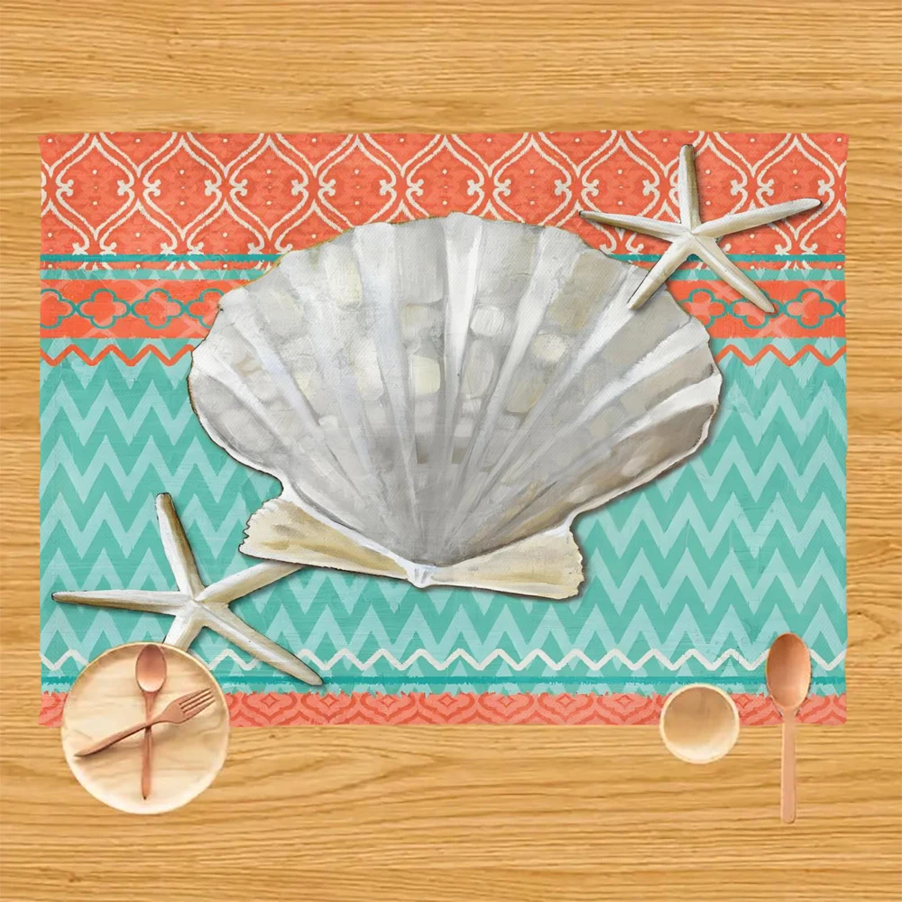 

1PC Santa Cruz Aqua Placemat Linen Vintage Luxury Dining Table Mats Coaster Pad Bowl Cup Home Decor