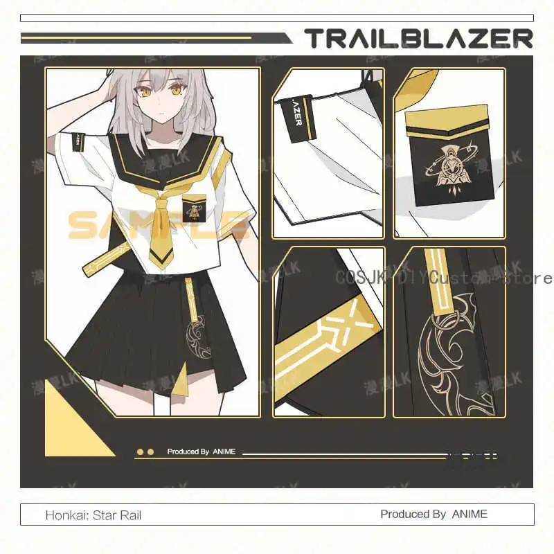 

Игра Honkai: Star Rail Косплей Trailblazer Женский костюм моряка Летний свободный топ Футболка с короткими рукавами Короткая юбка Полный комплект