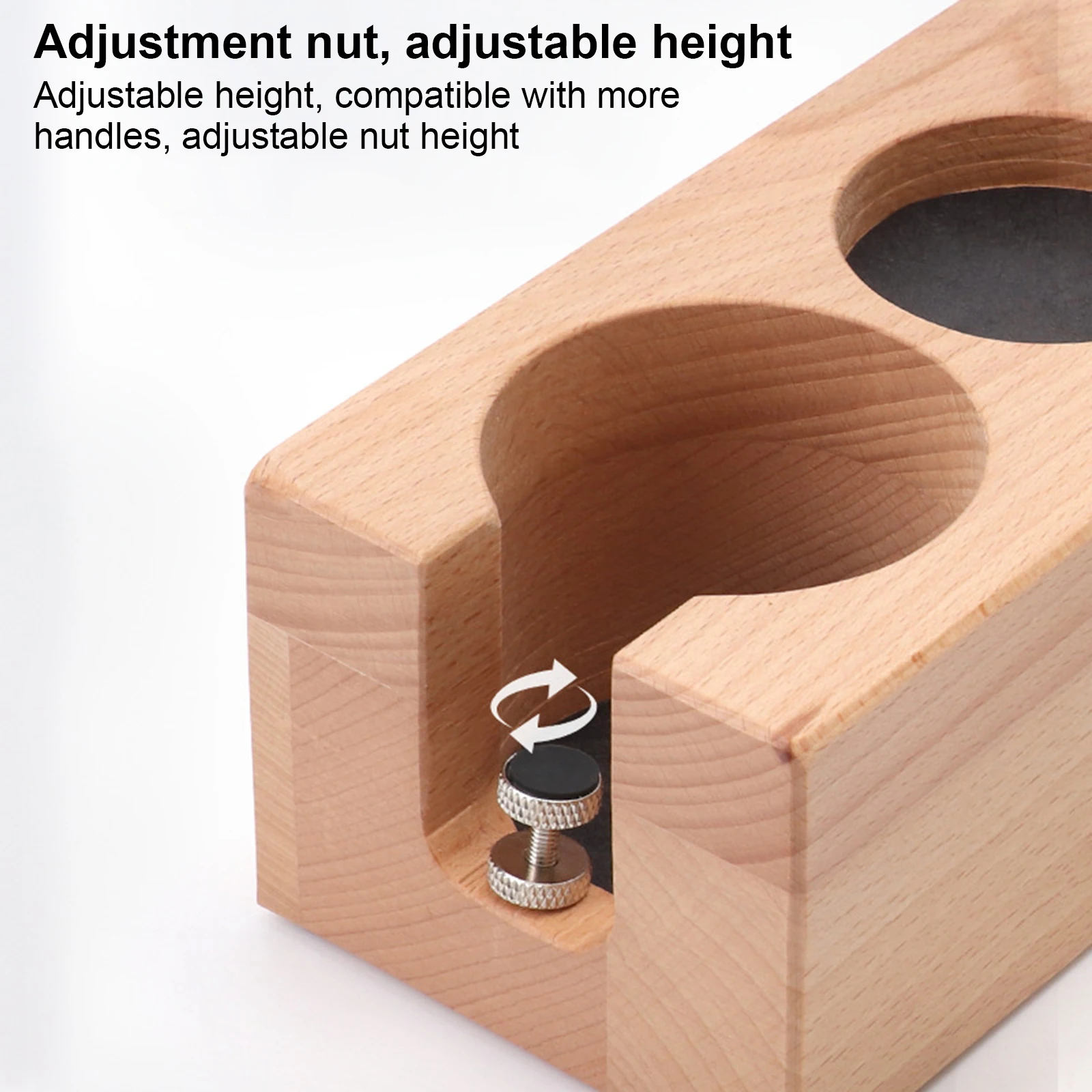 51/58mm Coffee Tamper Station macchina da caffè supporto per pressa per polvere in legno massello Base di stoccaggio regolabile in altezza per Espresso Shop