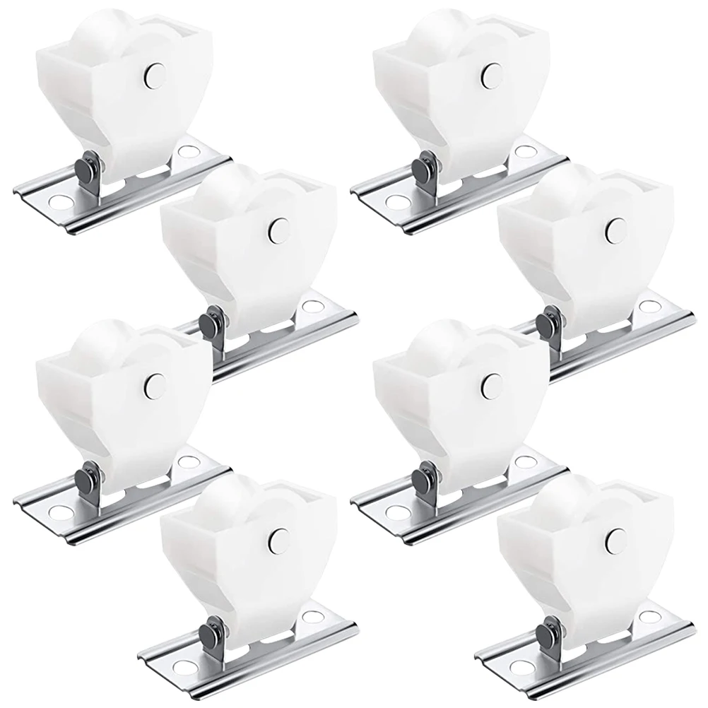 

8 Pcs Curtain Pulleys Rollers Shades Roman Cord Lock Hardware Bamboo Pom Stopper