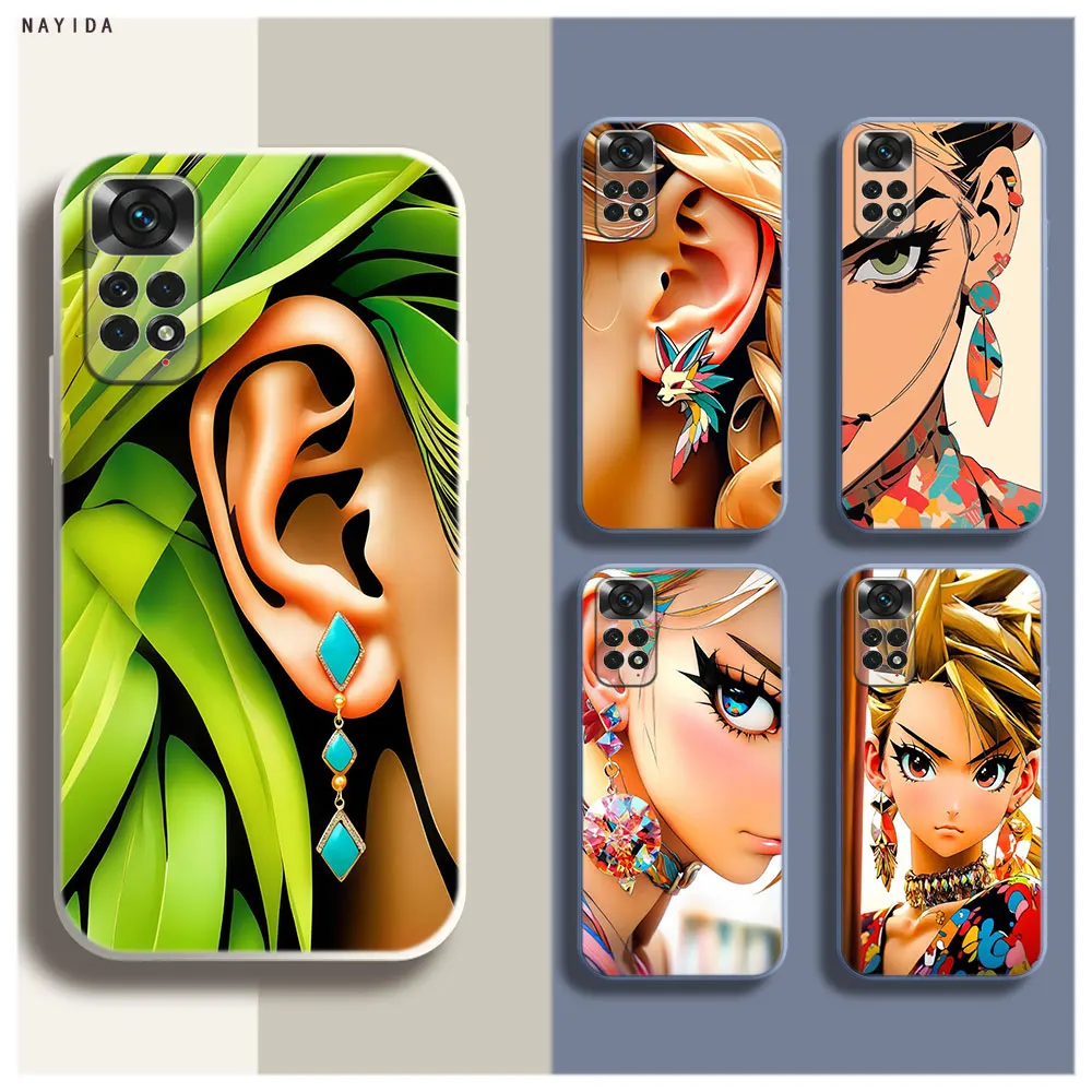 Soft Silicone Phone Case For Xiaomi Redmi Note 12 11 12S Pro Plus 12c 11a 4G 5G Original Cover ear pendants