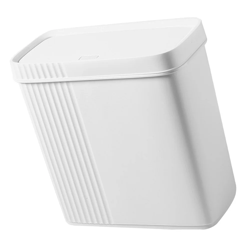

Narrow Slit Trash Can Press Kitchen Bathroom Bedroom White Large 9L Simple Plastic Waste Bucket Garbage Can Household Storage