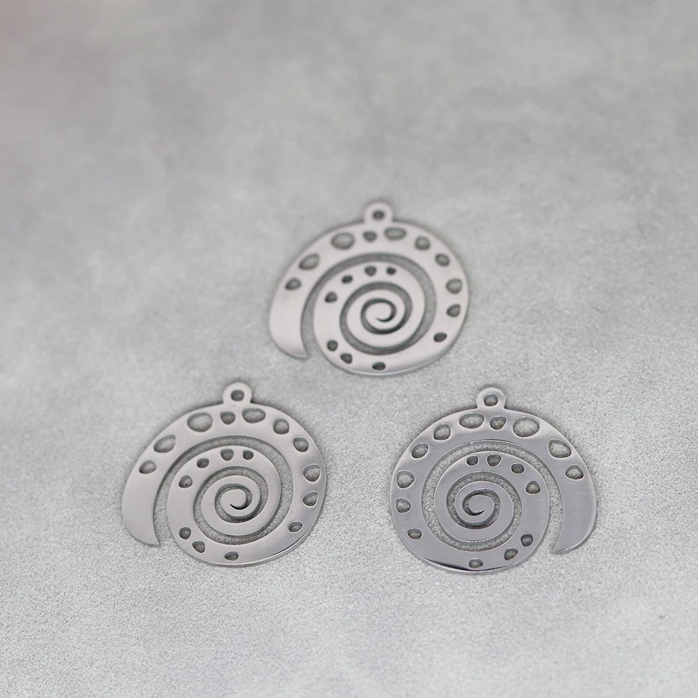 3pcs Stainless Steel Geometric Sea Shell Spiral Pendant Accessories For Fashion Jewelry Making DIY Handmade Craft
