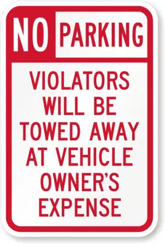 No Parking Violators Will Be Towed Sign Weatherproof Aluminum 8x12-Aluminum