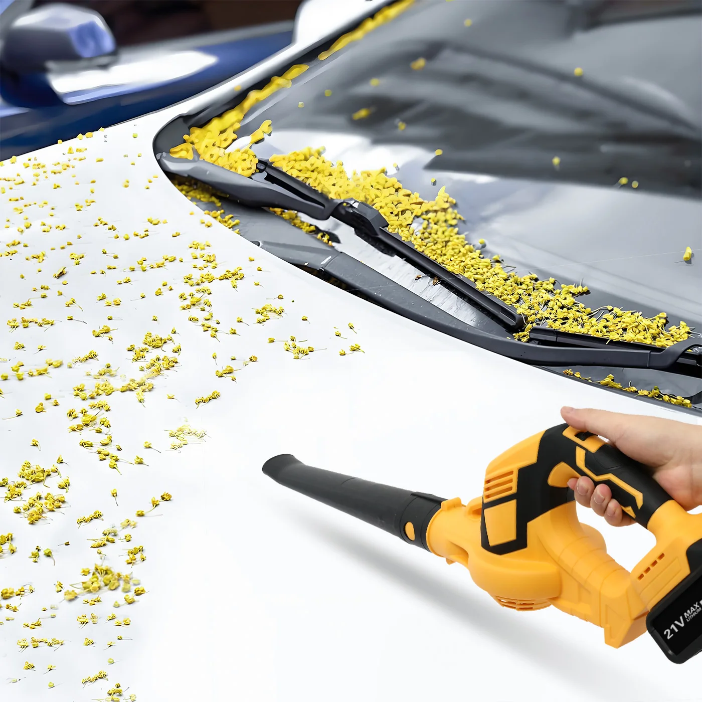 منفاخ أوراق الشجر الكهربائي اللاسلكي 140 ميلا في الساعة بدون فرش 2 في 1 أداة كهربائية محمولة باليد 2 × 21 فولت تعمل بالبطارية 3000 مللي أمبير وشاحن #3