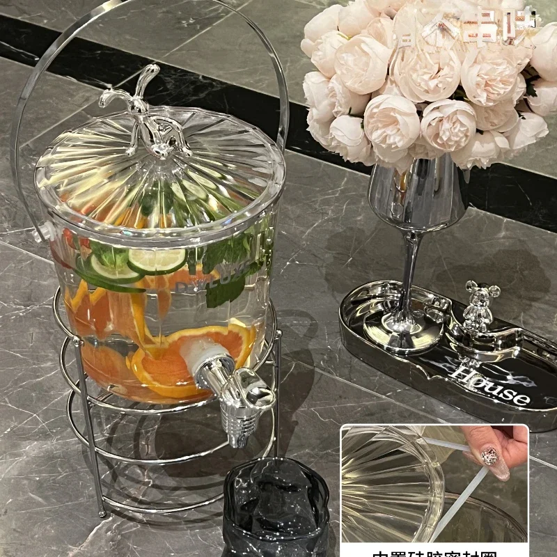 

Stylish Ice Water Beverage Bucket with Faucet, Easy Clean, Large Capacity Plastic Juice Dispenser for Home and Hotel