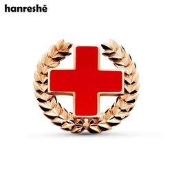 Hanreshe Medical Brooch Pin Gold Color Enamel Lapel Pacifist Badge Medicine Jewelry Gifts for Doctor Nurse Volunteers