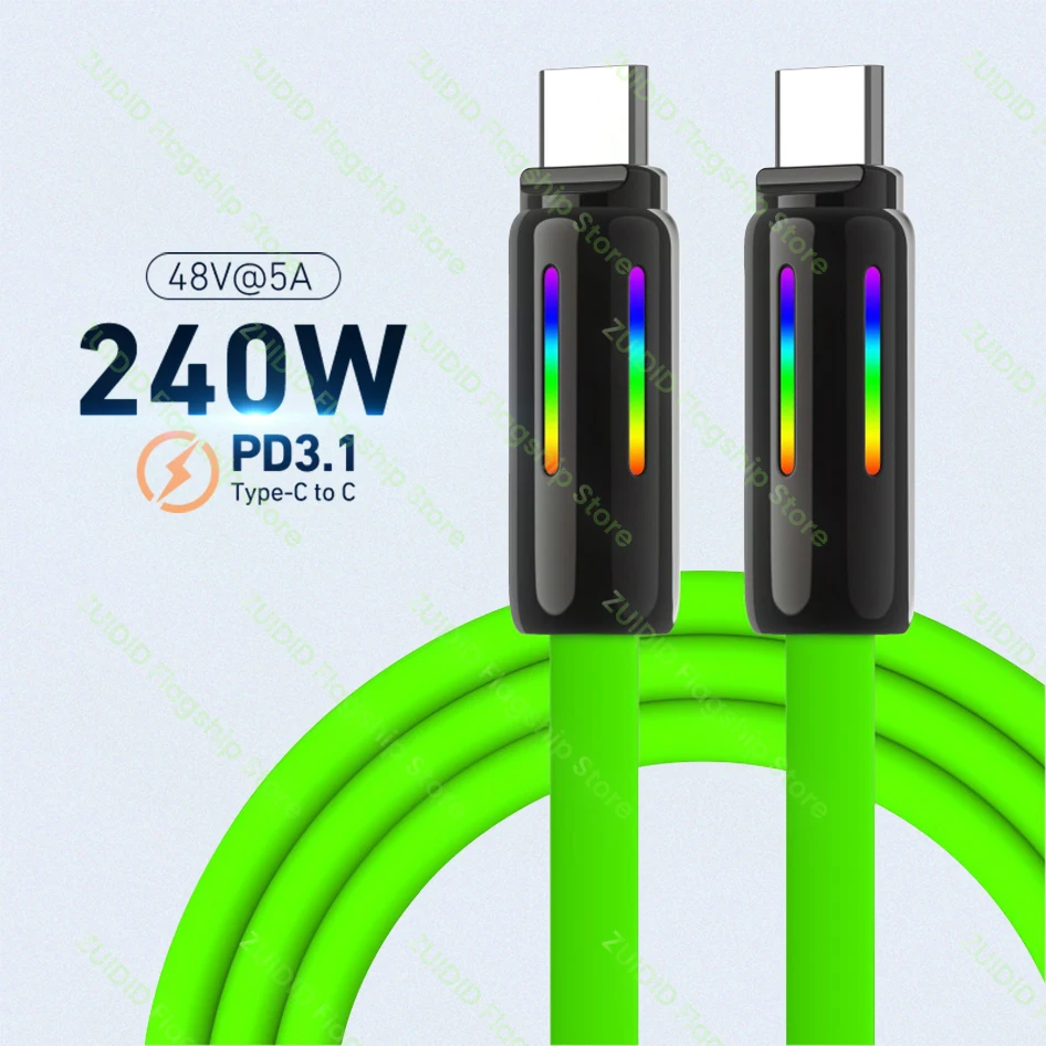 

240W USB C To Type C Fast Charging Cable PD3.1 Liquid Silicone USB Type C Data Cord For IPhone 16 15 MacBook iPad Samsung Xiaomi
