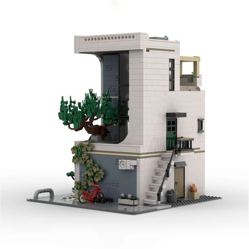 Street View Model MOC Bouwstenen Duplex Appartement Sushi Huis Modulaire Technologie Geschenken Vakantie Monteer Kinderen Speelgoed Pak