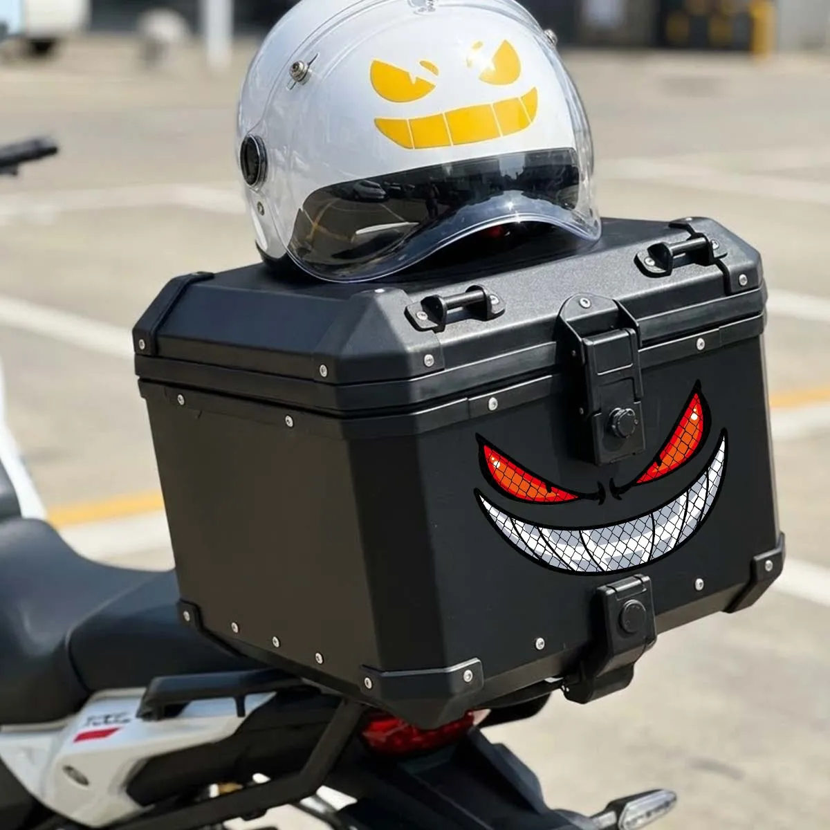 JDM Demon Eyes Gengar Reflective Motorcycle Stickers Moto Scooter Helmet Windshield Tail Box Body Decor Vinyl Accessories Decals