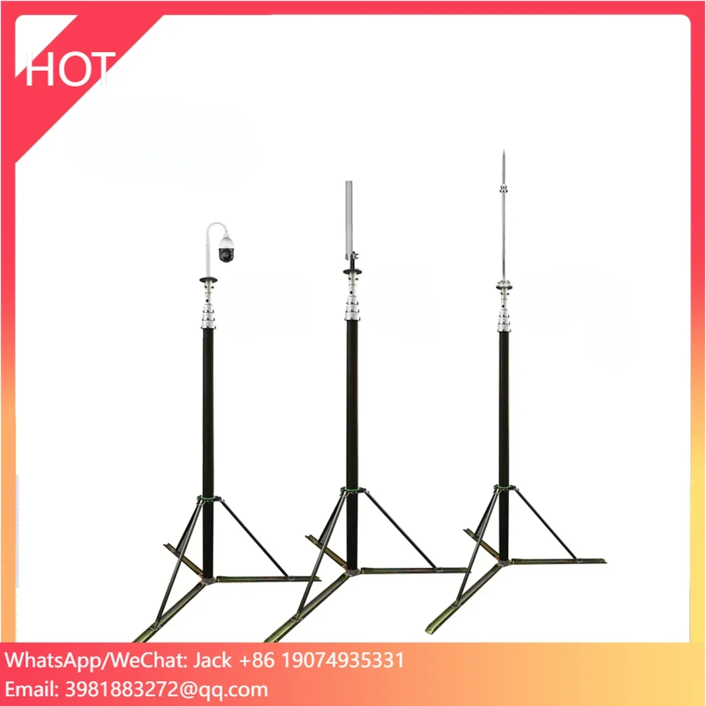 High Strength Portable Lightweight Aluminum Pole Antenna Telescopic Mast for Wireless Antenna Camera Lightning rod