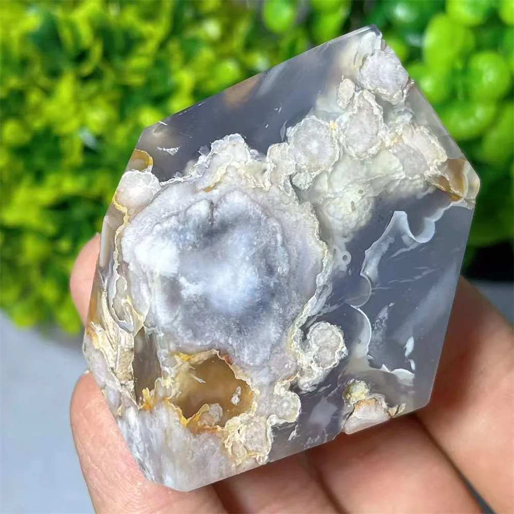 Blue Flower Agate Free Form Crystal Natural Reiki Mineral Spiritual Meditation Specimen Flash Healing Home Decoration view 5