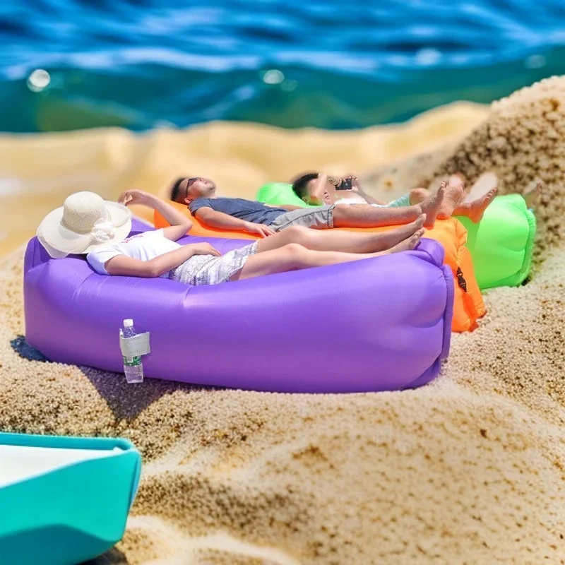 في الهواء الطلق المحمولة العشب بارك التخييم طوي سرير هوائي المياه الشاطئ كسول أريكة قابلة للنفخ ، التخييم المحمولة أريكة قابلة للنفخ 2