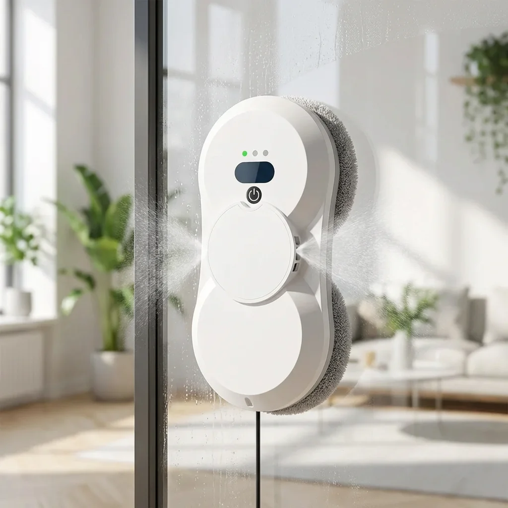 DIVEDEER  Fully Automatic Window Cleaning Robot with Dual Water Spray and AI Path Planning, 2.4G Remote Control for Home Use