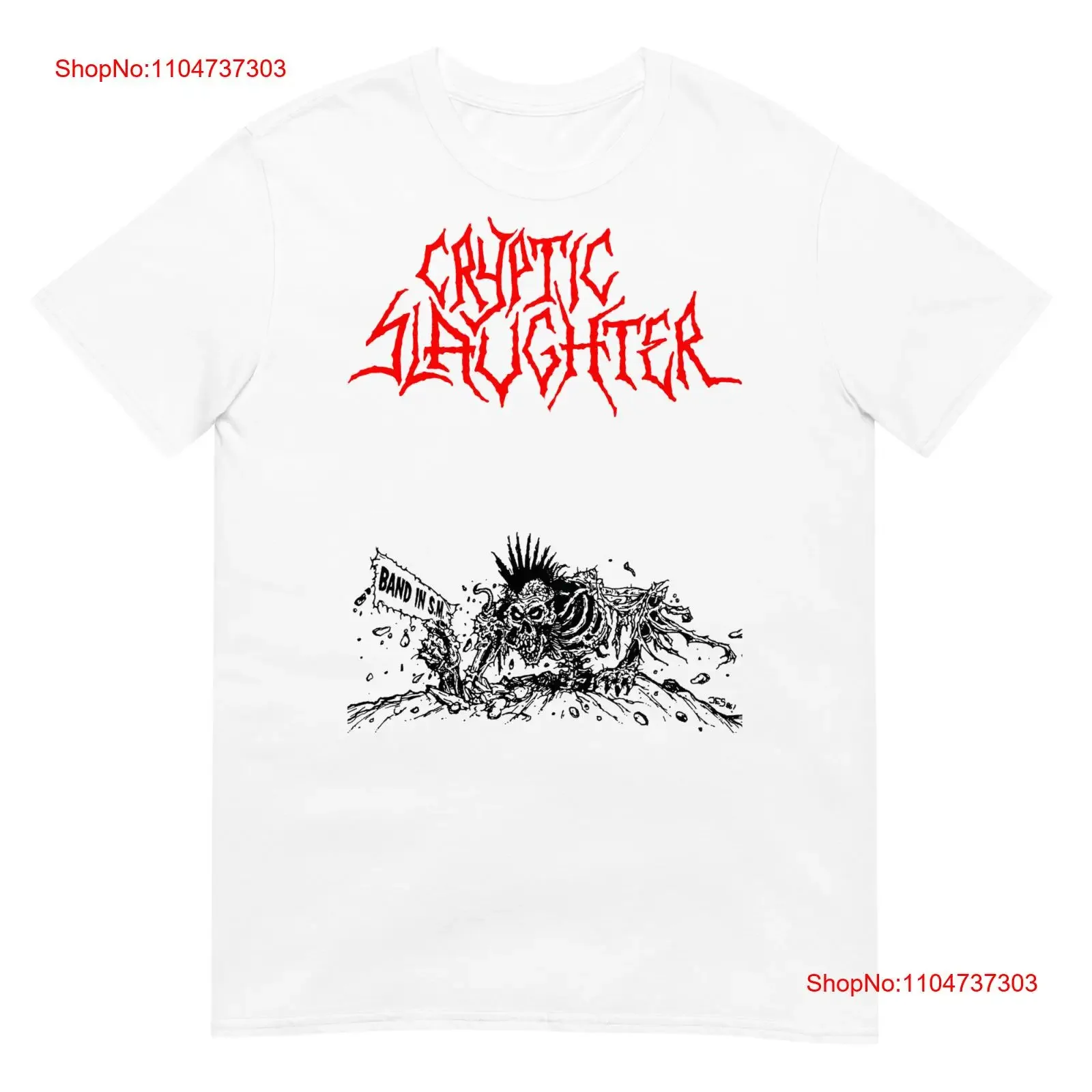 

CRYPTIC SLAUGHTER Band In S M Односторонняя белая футболка винтажная стираная слегка растянутая дышащая модная мужская мягкая повседневная футболка