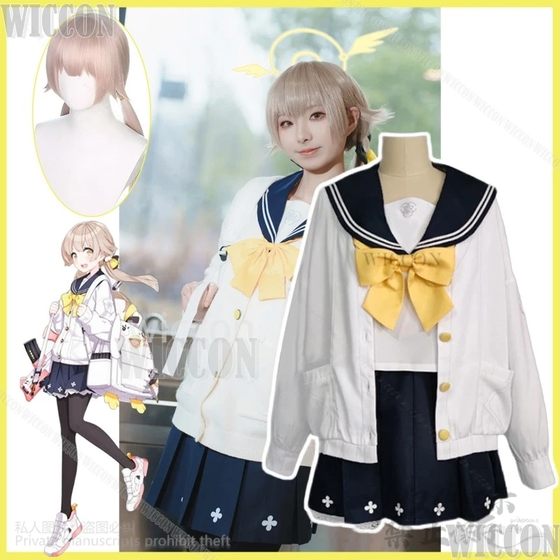 Ajitani Hifumi Anime Game Blue Archive Cosplay Woman Girls Jk School Uniform Dress Lolita Wigs For Halloween Party Customized