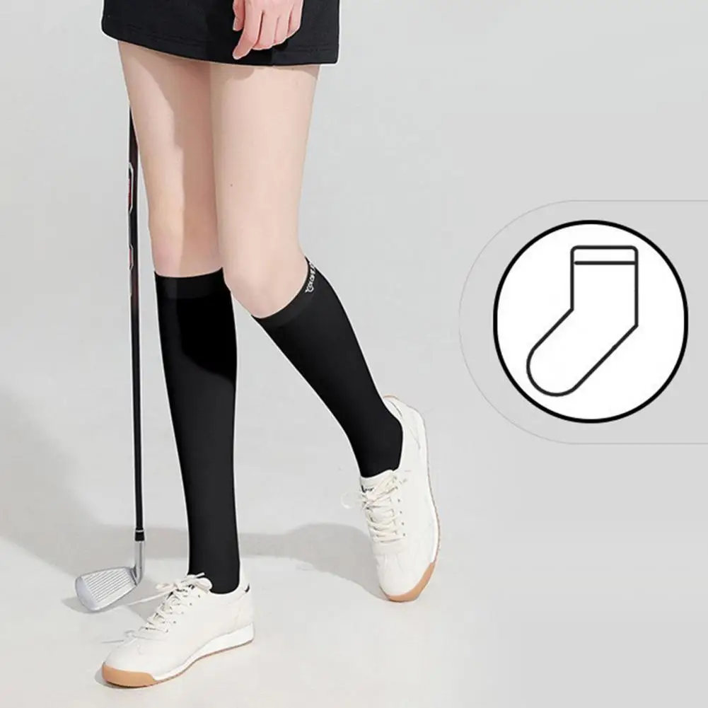 Golf Vớ Mùa Hè Chống Nắng Thể Thao Nylon Băng Lụa Chống Nắng Cao Tất Trên Đầu Gối Bằng Quần Legging Cao Cấp Cổ