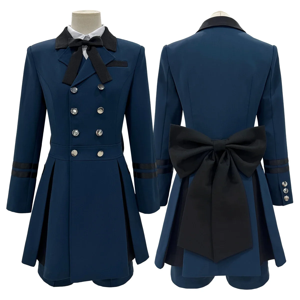 

Cosplay Black Butler Anime Ciel Phantomhive Cosplay Costume Dark Blue Double-Breasted Coat Shirt Short Daily Wear Cos Convention