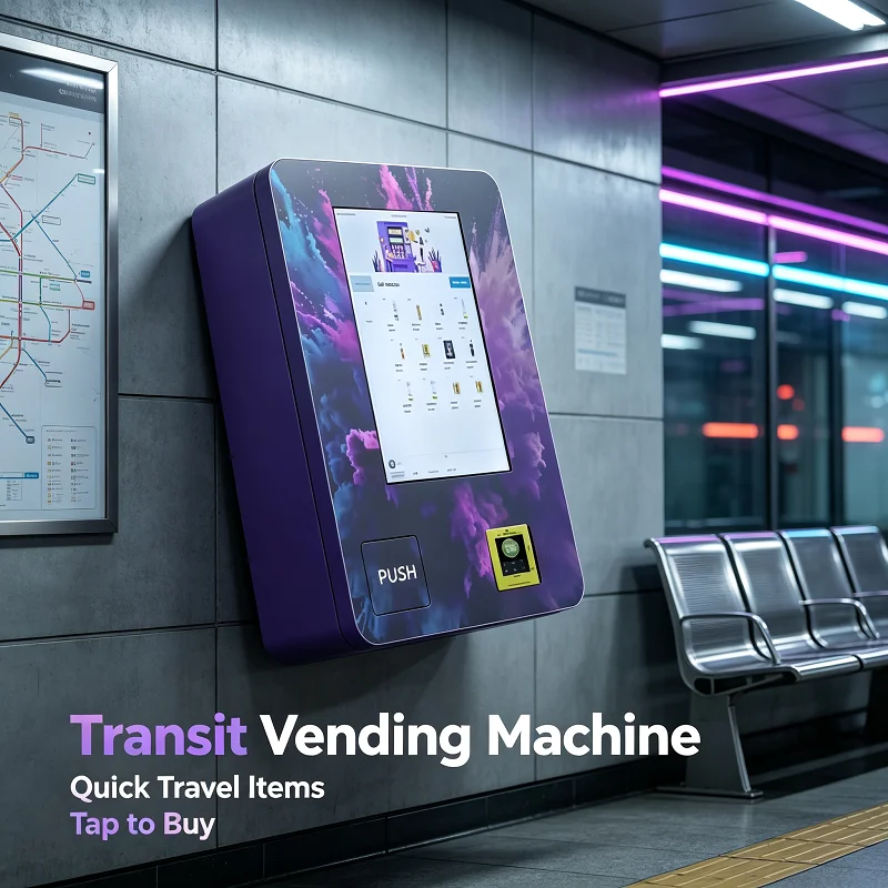 Light Commercial Wall Mounted Snack Box Vending Machine, 32 Inch Touch Screen Mini Vendor for Cafe Waiting