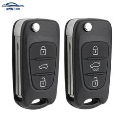 QWMEND-Coque de clé à distance pliable à 3 boutons pour Hyundai, Fob Case, Fit for Hyundai I20, I30, feat 35, I35, Accent, Kia Picanto, Sportage, K5