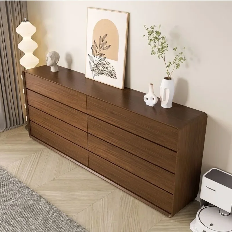 chest integrated minimalist, living room dining side cabinet, large capacity locker, walnut color side cabinet