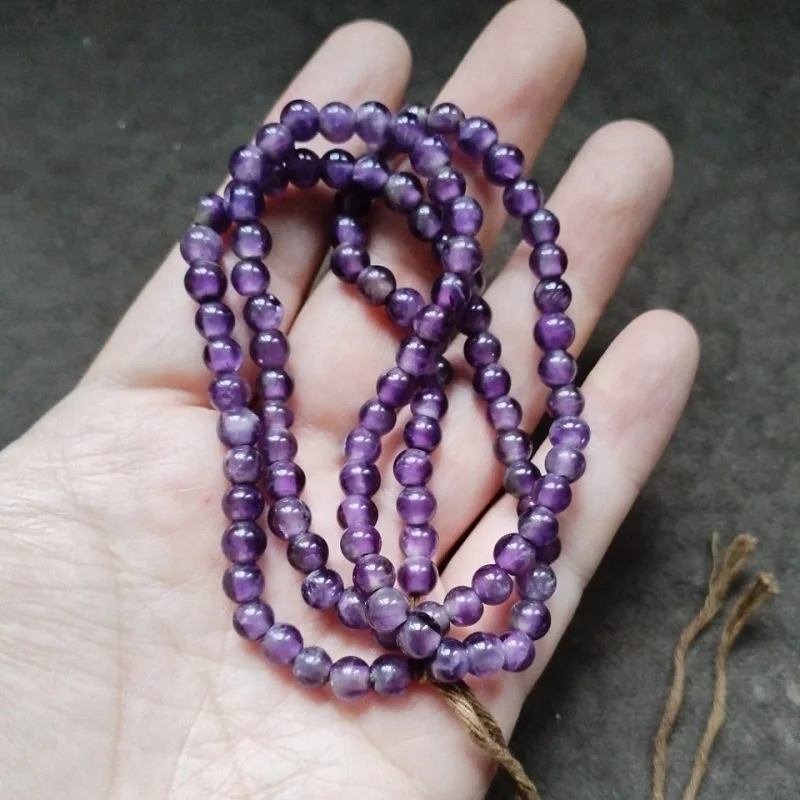 Tibetan Backflow Old Pulp PurpleNecklace a String of Amethyst Buddha with Beads