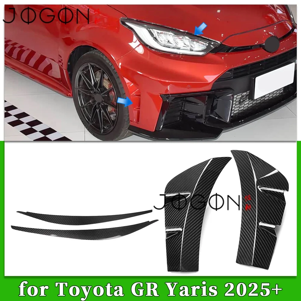 DRY Carbon Car Front Bumper Sides Air Vent Intake Strip Headlight Lamp Eyelids Eyebrows Panel Trim For Toyota GR Yaris 2025 2026