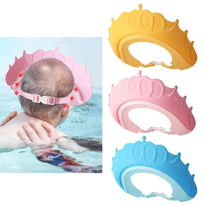 Shampoo Hat Children\'s Bath Hat Crown, Infant Shampoo Hat Waterproof and Adjustable Silicone Ear Protector Baby Tool