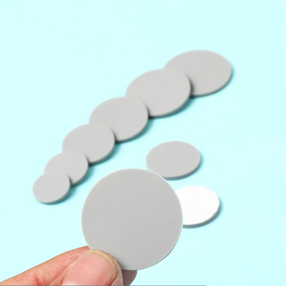 4mm-90mm Self-Adhesive Light Gray Silicone Gasket Thick 0.5/1/1.5/2/3mm Wearproof Shock Absorbing Seal Solid Round Silicone Pad