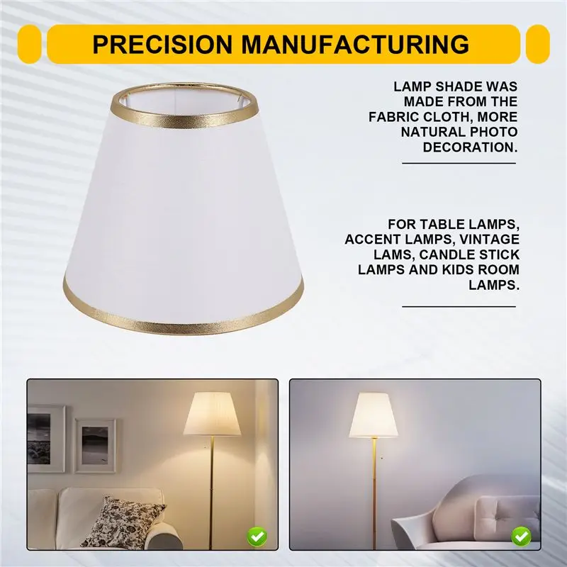 A44I-Drum Lamp Shade Dustproof Barrel Shape Cloth Lampshade Table Floor Chandelier Light Replacement For Home Office White