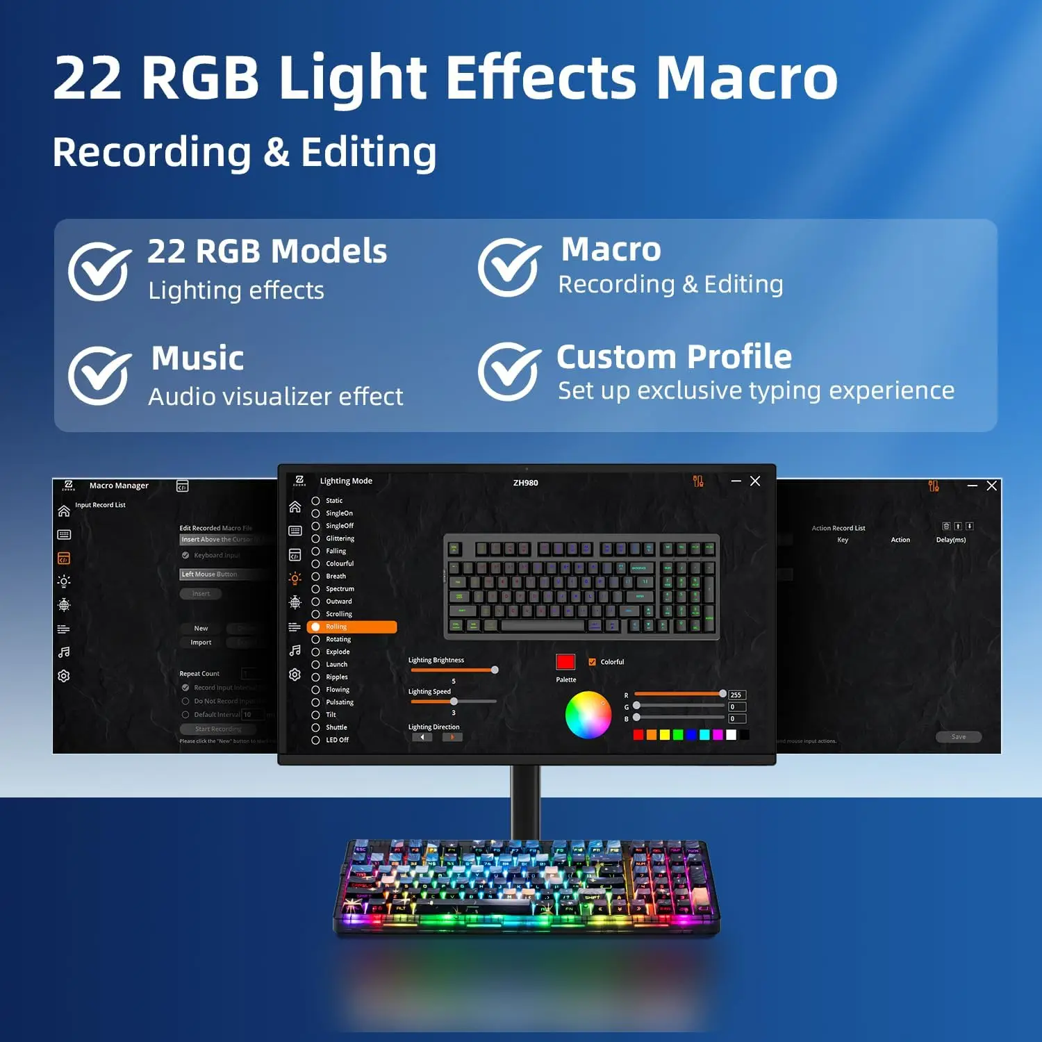 Механическая клавиатура ZORNHER ZH980, проводная/беспроводная связь с Bluetooth, настраиваемая прокладка для офисного использования, колпачок для клавиш со звездным небом RGB