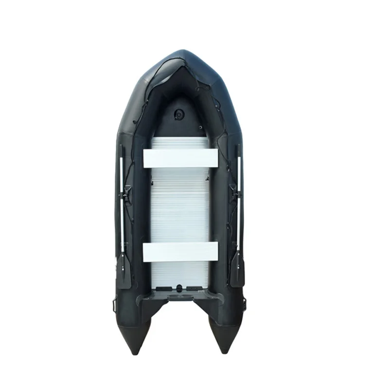 10ft PVC Inflatable Fishing Vessel Thickened Wearproof Aluminum Alloy Bottom Portable Small Water Craft For Lake Sea Angling