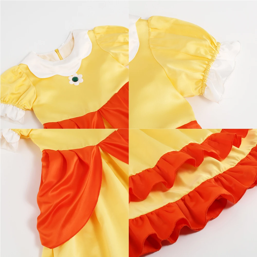 Daisy Costume For Grils Cartoon Movie Cosplay Kids Orange Party Outfits 2-10 Years Halloween Fancy Clothes