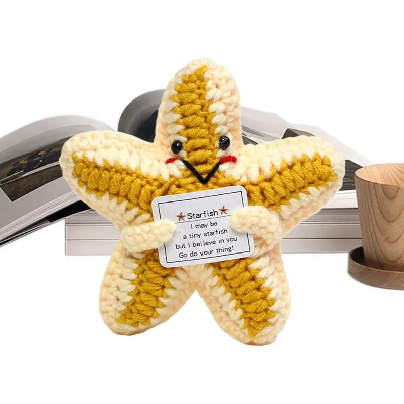 

Emotional Support Stuffed Animal Emotional Support Plush Starfish Positive Cute Knitted Soft Inspirational Toy For School